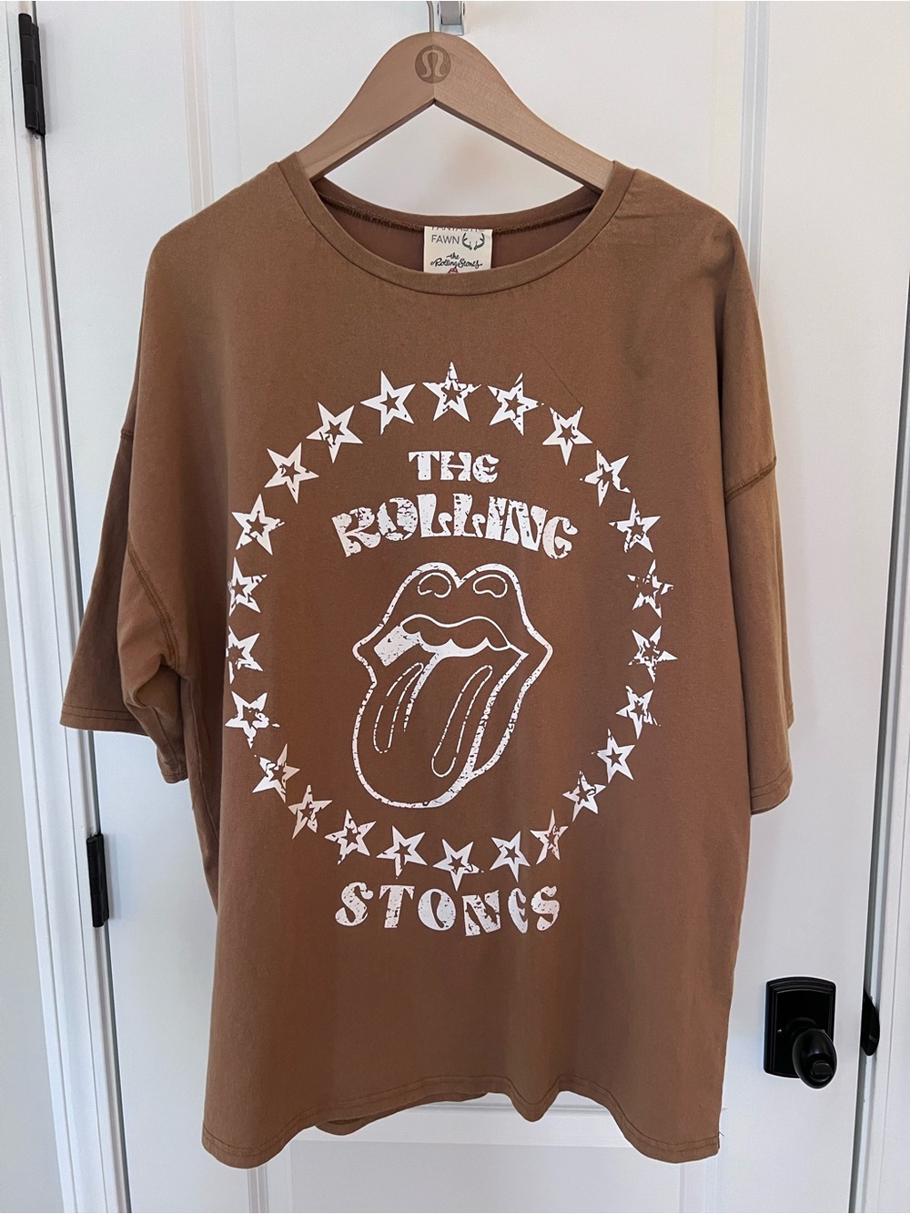 Fantastic Fawn The Rolling Stones Short Sleeve Tee Shirt Light Brown Size Small